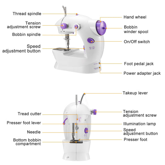 1Pc Electric Sewing Machine Portable 2 Speed Overlock Foot With Foot Pedal LED Light