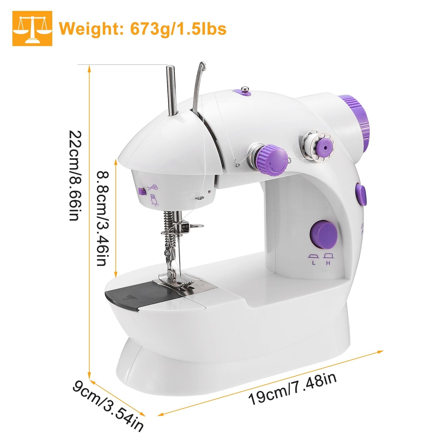1Pc Electric Sewing Machine Portable 2 Speed Overlock Foot With Foot Pedal LED Light