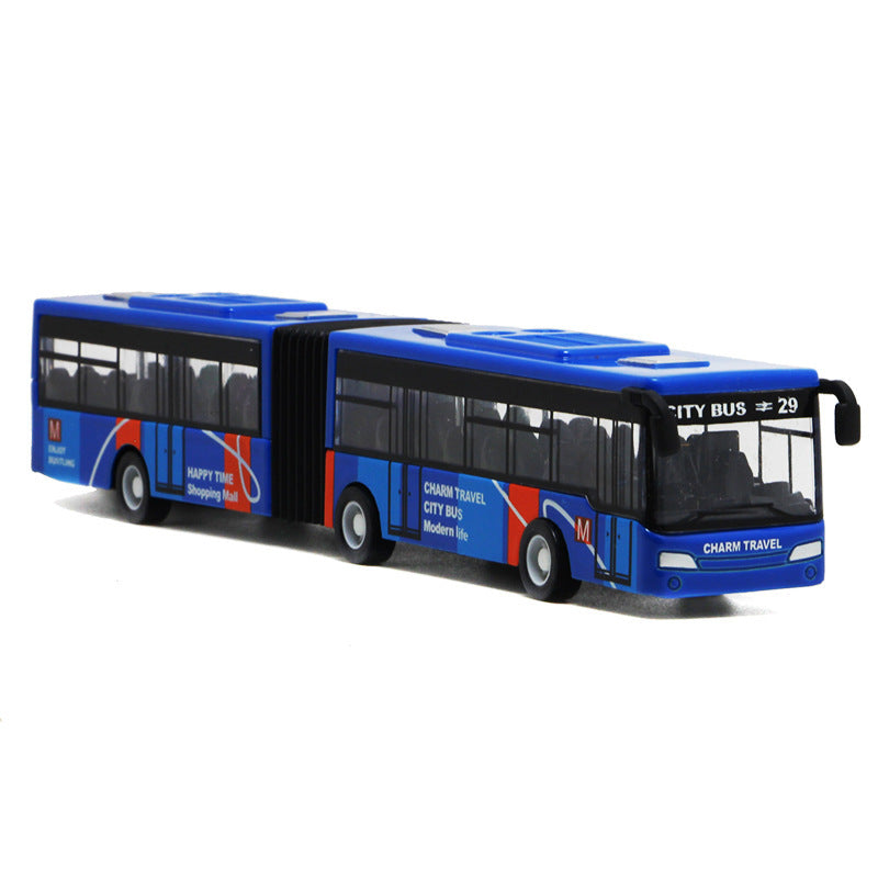 Alloy Double-section Lengthened Minibus Small Pull Back Children's Toy Bus