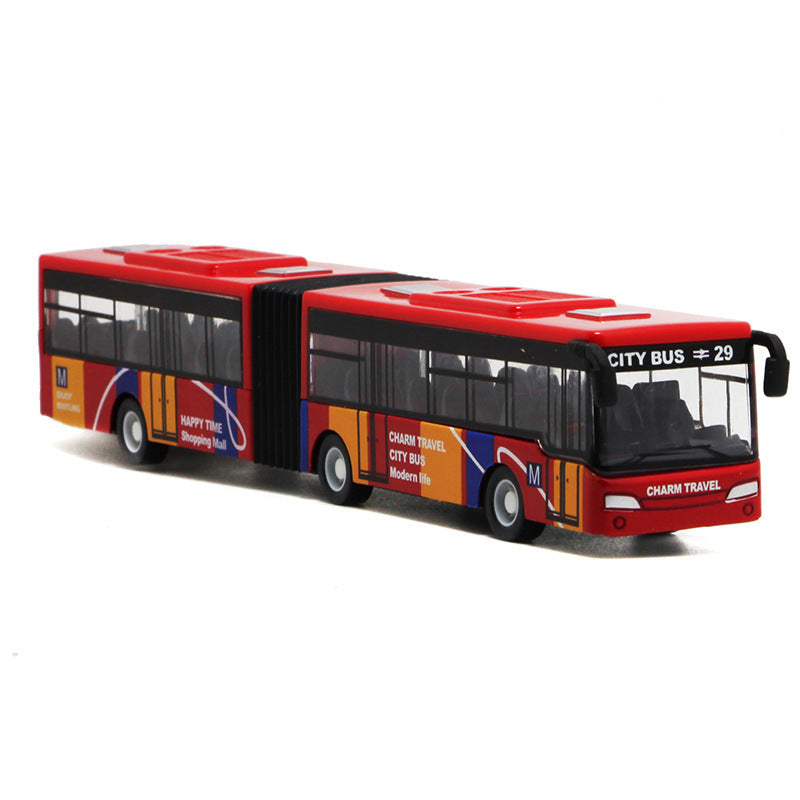 Alloy Double-section Lengthened Minibus Small Pull Back Children's Toy Bus