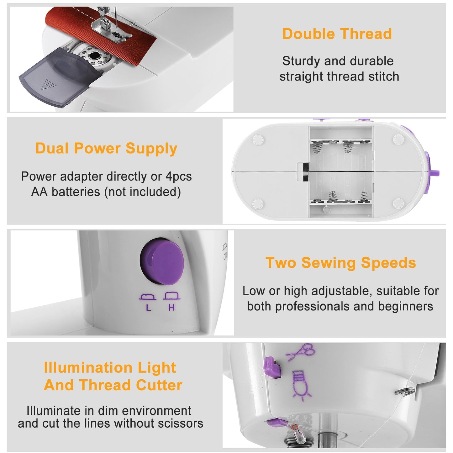1Pc Electric Sewing Machine Portable 2 Speed Overlock Foot With Foot Pedal LED Light